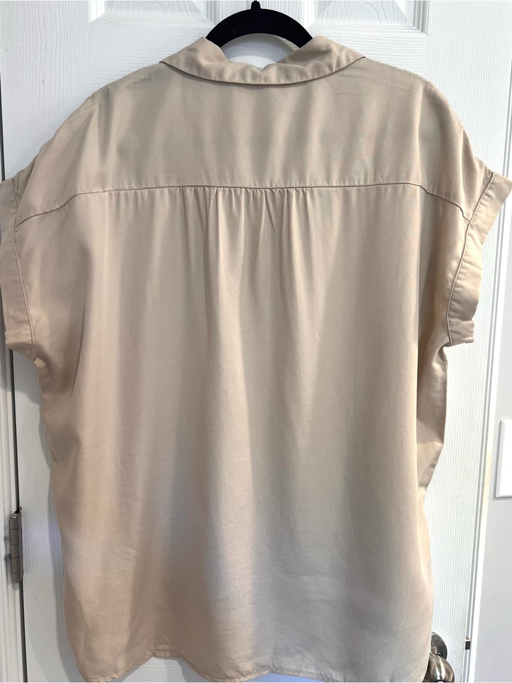 Quince Beige Button-Up Short Sleeve Blouse - Picture 6 of 8